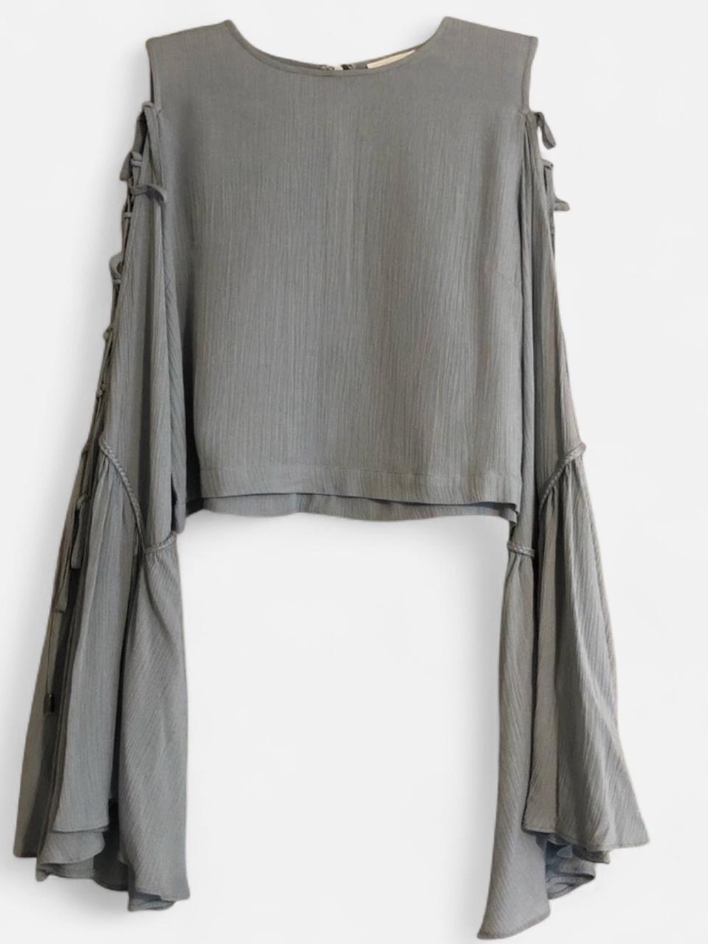 skylar + madison Cropped Lace Up Sleeve Top